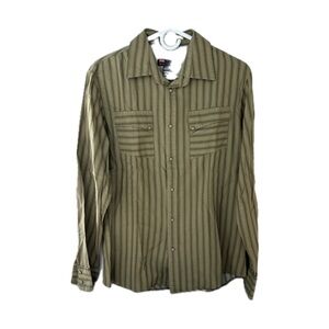 Diesel Khaki Striped Button-Up Shirt